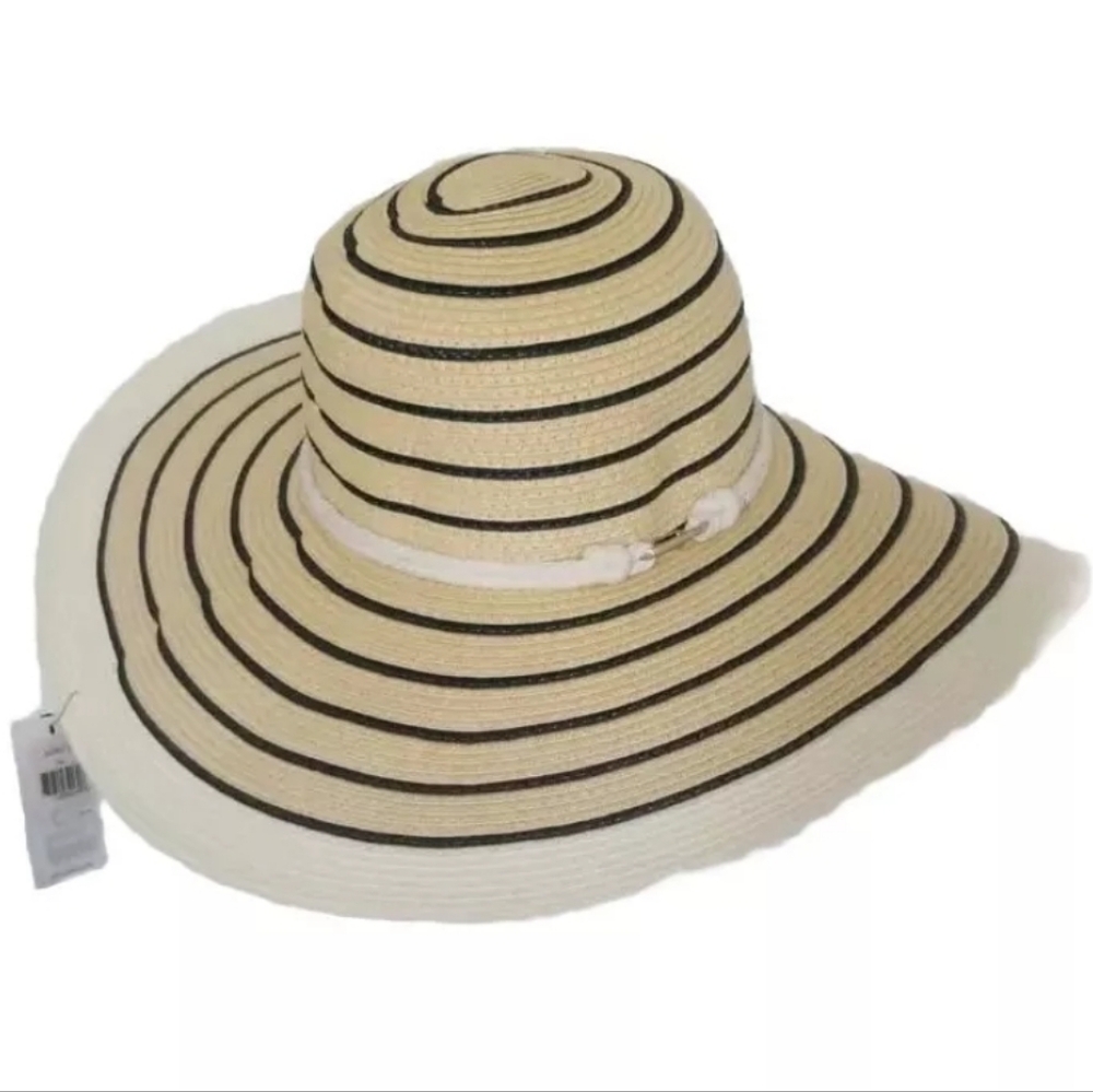 Calvin Klein Cream and Black Wide-Brim